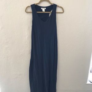Navy blue maxi dress with slit
